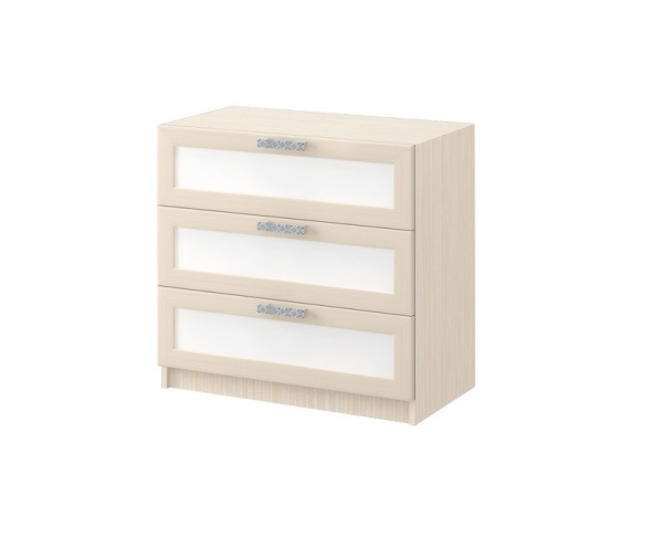 Комод ДЮ-03 Юнга-7 ЛДСП Белый ХДФ+Рамочный Профиль/Ясень Шимо Светлый (Д-750 x В-770 x Г-440 мм)