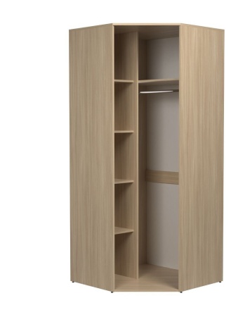 Шкаф Угловой без Полок Палермо МДФ (Ш-880 х Г-880 x В-2078 мм)Ясень Шимо Светлый/ фасад Белый Глянец 