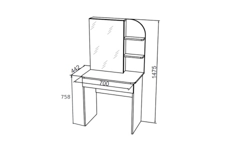 Туалетный стол Майя дуб сонома / белый ясень