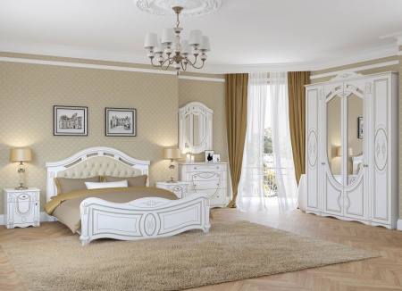 Спальный Гарнитур Александрина Белый/Патина Золото
