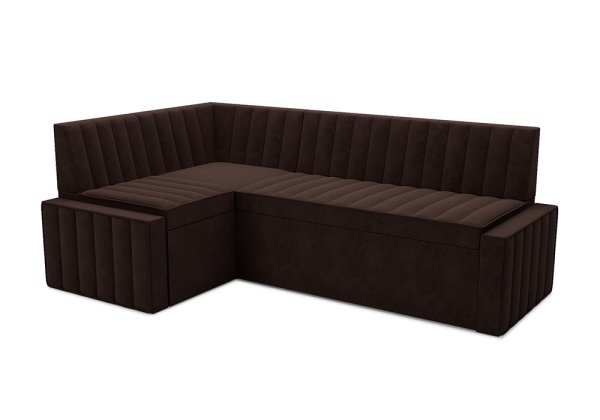 Кухонный угловой диван дельфин Вермут микровелюр коричневый