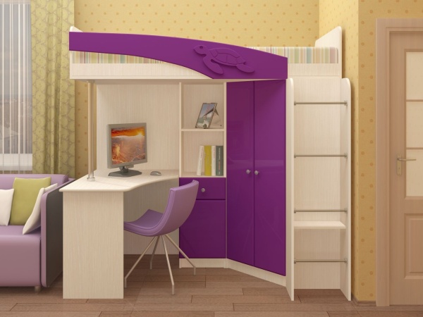 Детская Чердак Ириска МДФ Разные Цвета ( 2,03х1,95х1,2/спальное место 0,8х2,0)